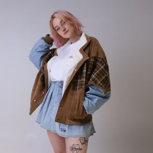 Niki Nihachu blue & brown Bomber Jacket XL